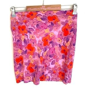 (A3) Urban Outfitters Y2K Slinky Cowl neck‎ tie back Floral crop top, Sz XL, NWT